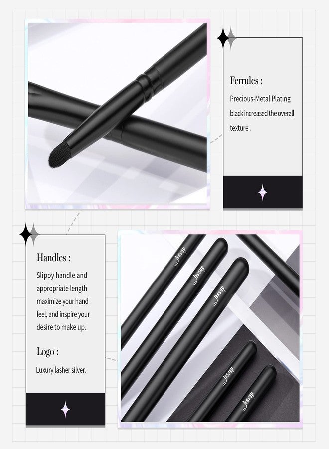 جيساب مجموعة فرش ظلال العيون من جيسوب، 12 قطعة، فرش مكياج عيون سوداء احترافية بشعيرات صناعية طبيعية للحواجب والرموش والكحل والمزج، T322 - Image 4